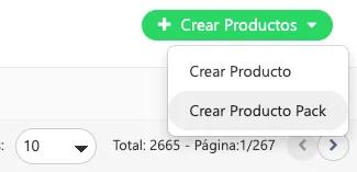 Crear Producto Pack
